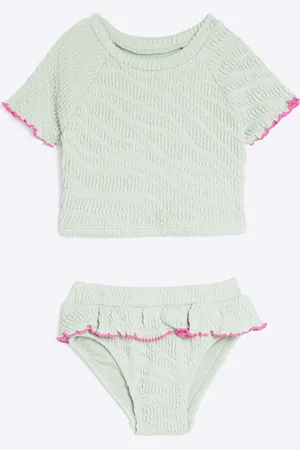 River Island Mini Girls Textured T-Shirt Bikini Set