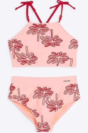 River Island Girls Palm Embroidery Bikini Set