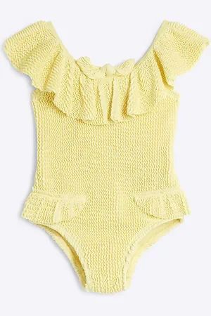 River Island Mini Girls Textured Frill Swimsuit