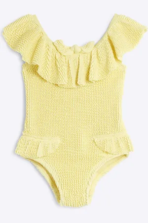 River Island Mini Girls Textured Frill Swimsuit