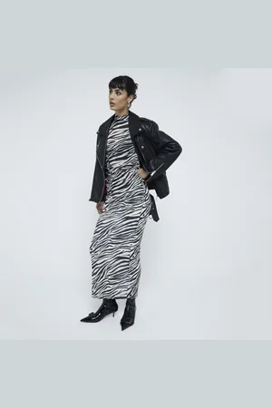 River Island Womens Mesh Zebra Print Maxi Skirt