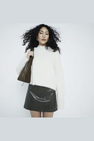 River Island Womens Faux Leather Croc Embossed Mini Skirt