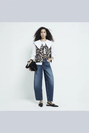 River Island Womens Leopard Print Quilted Tie Front Gilet