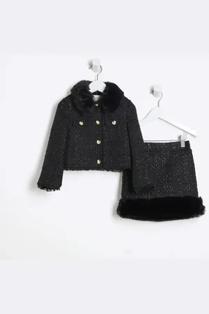 River Island Mini Girls Boucle Military Jacket Set