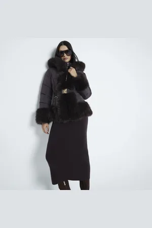 River Island Womens Faux Fur Trim Padded Jacket