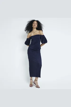 River Island Womens Plisse Midi Skirt