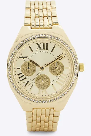 River Island Womens Wide Strap Pave Watch