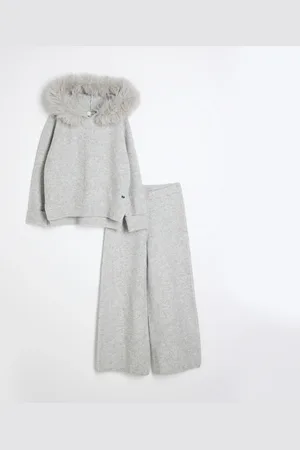 River Island Rib Hooded Wide Leg Set