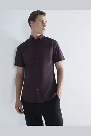 River Island Mens Muscle Fit Short Sleeve Textured Shirt