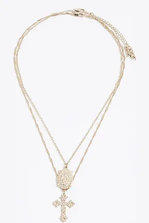 River Island Mens Saint Cross Necklace