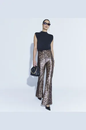 River Island Womens Leopard Print Flared Trousers