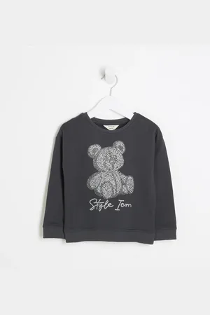 River Island Mini Girls Glitter Bear Sweatshirt