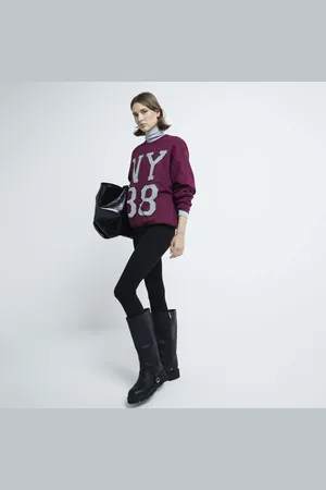 River Island Womens Check Ny 88 Graphic Sweatshirt