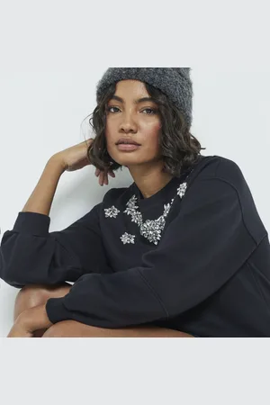River Island Womens Necklace Trim Sweatshirt Dress