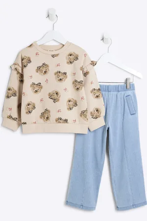 River Island Mini Girls Bear Sweatshirt Set