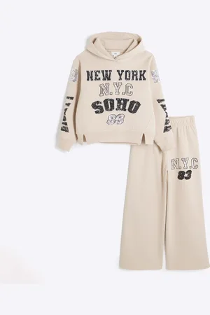 River Island Girls Sequin New York Hoodie Set