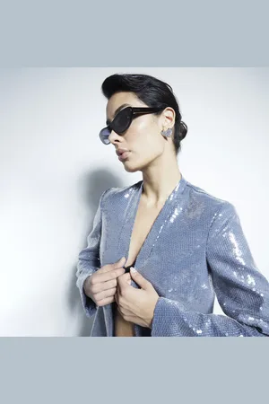 River Island Womens Sequin Collarless Blazer