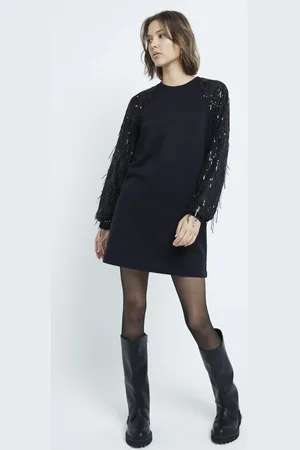River Island Womens Sequin Sweatshirt Dress