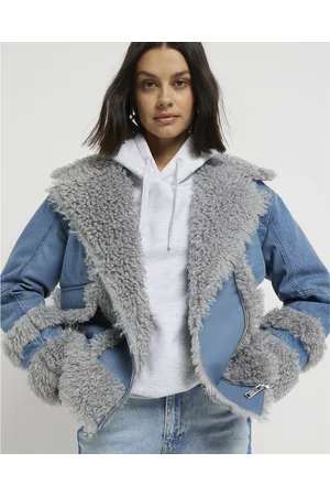 River Island Womens Denim Hybrid Aviator Jacket