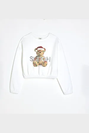 River Island Girls Christmas Sleigh Bear Sweatshirt