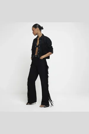 River Island Womens Relaxed Straight Leg Tassel Jeans