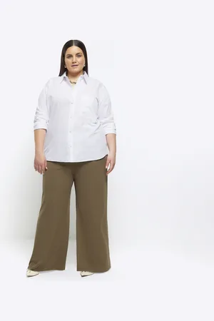 River Island Womens Plus Stitched Wide Leg Trousers