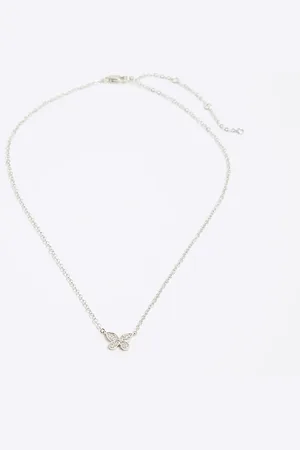 River Island Womens Cubic Zirconia Butterfly Necklace