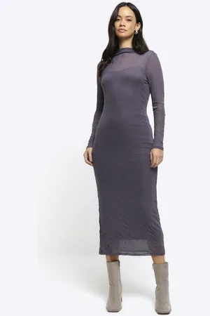 River Island Womens Mesh Bodycon Maxi Dress
