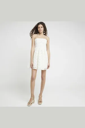 River Island Womens Lace Bandeau Skater Mini Dress