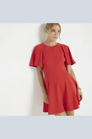 River Island Womens Flute Sleeve Skater Mini Dress