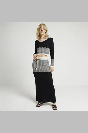 River Island Womens Chevron Knit Maxi Skirt