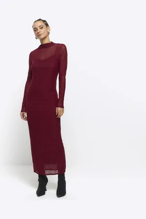 River Island Womens Mesh Bodycon Maxi Dress
