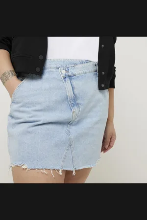 River Island Womens Plus Asymmetric Denim Mini Skirt