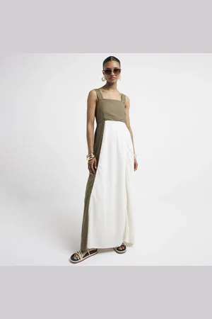 River Island Womens Linen Blend Smock Maxi Dress