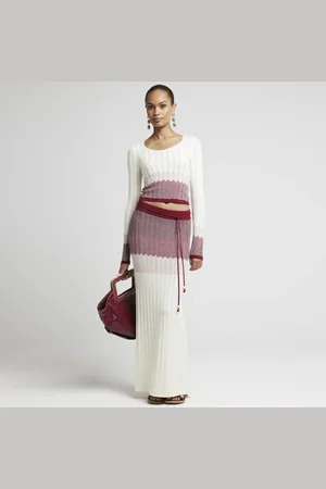 River Island Womens Chevron Knit Maxi Skirt