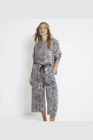 River Island Womens Leopard Print Cropped Joggers