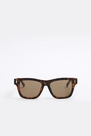 River Island Mens Rubberised Wayfarer Tort Sunglasses