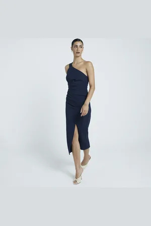 River Island Womens One Shoulder Bodycon Midi Dress