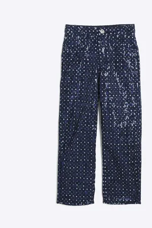 River Island Girls Sequin Straight Jeans
