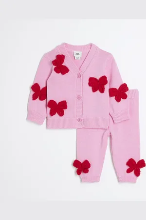 River Island Baby Girls Crochet Bow Cardigan Set