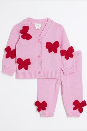 River Island Baby Girls Crochet Bow Cardigan Set