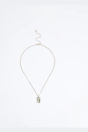 River Island Mens Mini Textured Tag Necklace
