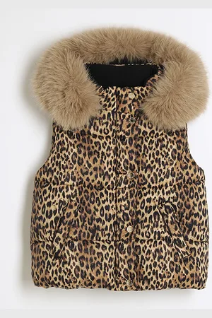 River Island Girls Leopard Padded Gilet