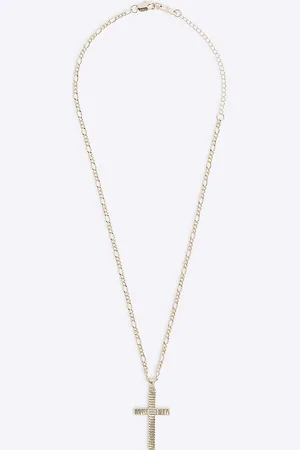 River Island Mens Textured Cross Necklace