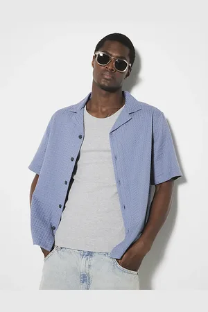 River Island Mens Weave Button Up Short Sleeve Shirt