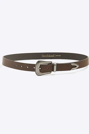 River Island Mens Faux Leather Western Buckle Belt