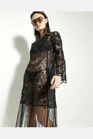 River Island Womens Crochet Midi Beach Dress