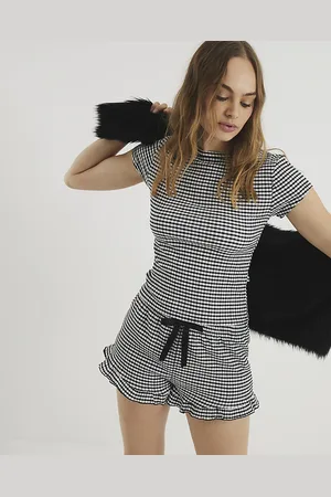 River Island Womens Monochrome Gingham Print Pyjama Set