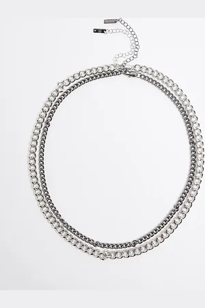 River Island Mens Metal Multi Rhinestone Chunky Necklace