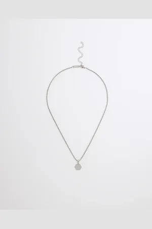 River Island Mens Steel Hexagon Chain Necklace
